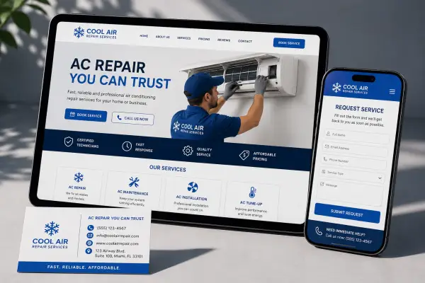 Air repair company website design