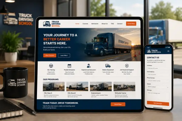 Truck services web design mockup