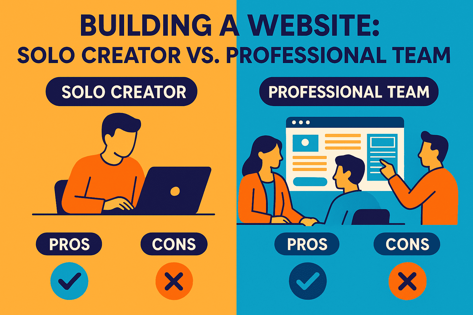 Professional Team Website vs Solo Creator Comparison