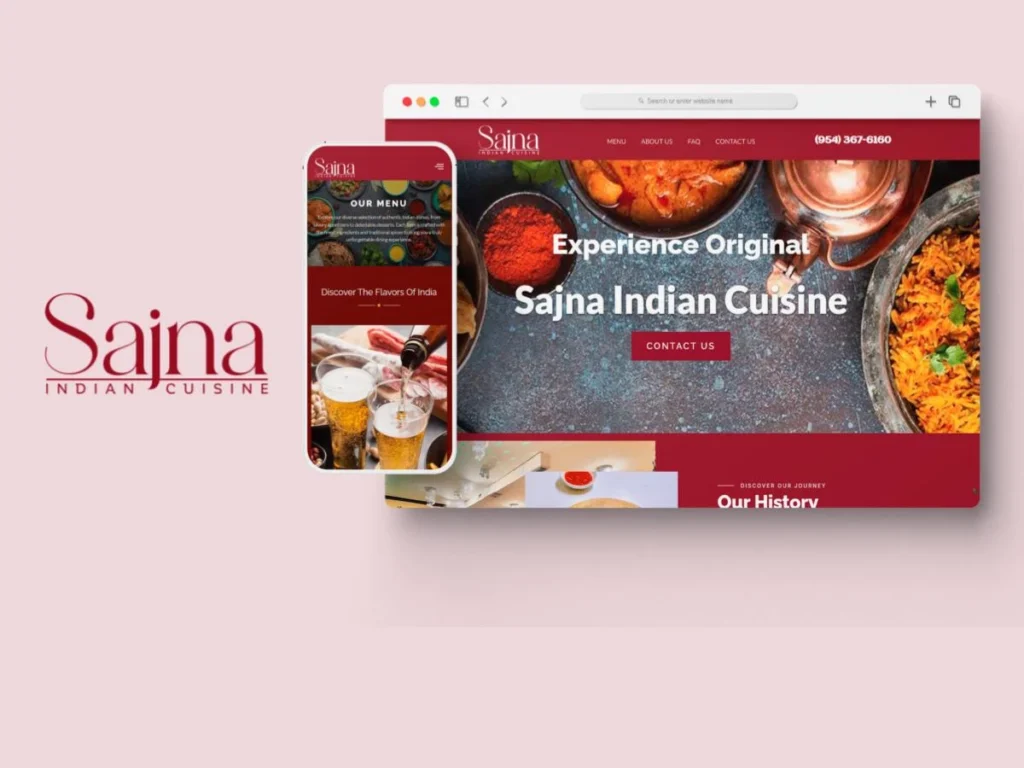 sajna indian cuisine website design > 911myweb.com